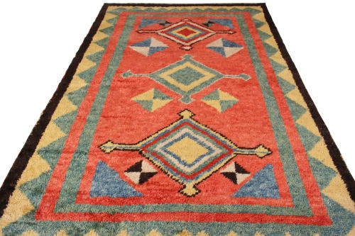 Classic Tulu Style Rug Red Green Medallion Tribal Pattern | Area Rug in Rugs by Rug and Kilim