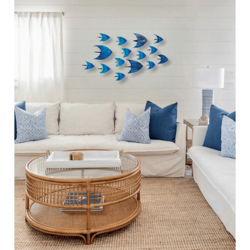 Fused Glass Shoal of Fish | Wall Treatments by Karen K. McCann Glass Art