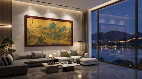 Hand-Painted Silk Wang Ximeng Landscape Scroll On Silk/Xuan | Paintings by Yuchen Y