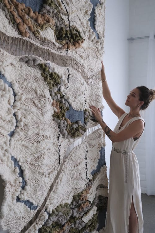 Large Topographical Fiber Art Tapestry, "Community for Life" | Wall Hangings by Rebecca Whitaker Art