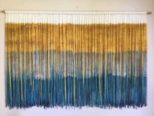 SARASOTA Teal Mustard Boho Hand Dyed Wall Tapestry | Wall Hangings by Wallflowers Hanging Art