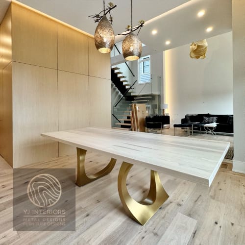 Cashmere White Brass Halo Table | Tables by YJ Interiors