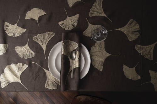 GINKGO Linen Tablecloth + Napkins | Tableware by Vilenica Studio