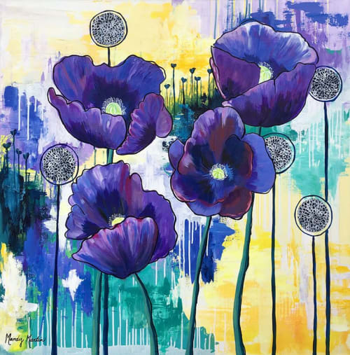 "Awake" Floral Poppy Painting | Oil And Acrylic Painting in Paintings by Mandy Martin Art