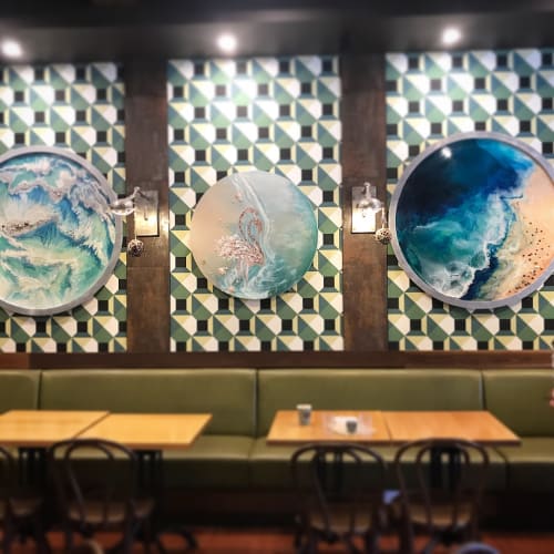 Gemstone Artworks: Wonderland, Flamingos and Laguna Beach | Oil And Acrylic Painting in Paintings by ANTUANELLE | Oliver Brown Cafe in Zetland