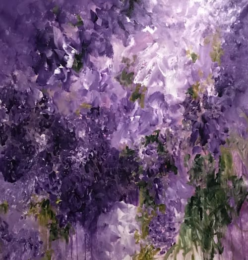 Purple Wisteria Not Just In Monet's Garden 🔴 | Oil And Acrylic Painting in Paintings by Darlene Watson Abstract Artist