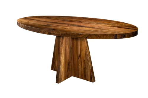 Oval Thick Solid Wood Pedestal Dining Table by Costantini | Tables by Costantini Designñ