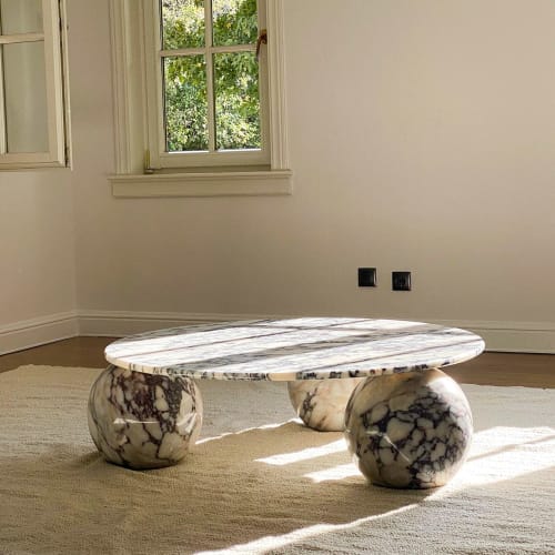 Calacatta Marble Coffee Table - Round Coffee Table | Tables by Tinella Wood