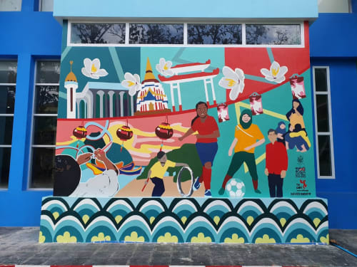 Participatory Community Mural | Murals by Xaivier Ringer | Embassy of the United States in Khwaeng Lumphini