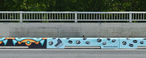 Cycle Track Barriers Hockey and Tennis | Street Murals by Murals By Marg