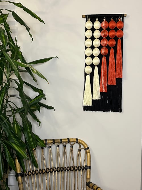 Midnight Ember: Small Handmade Sculptural Fiber Art Tapestry | Wall Sculpture in Wall Hangings by Cadence by Clarity Craft Studio