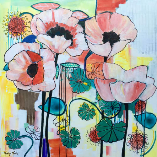 "Poppies in Summer" Floral Painting | Oil And Acrylic Painting in Paintings by Mandy Martin Art