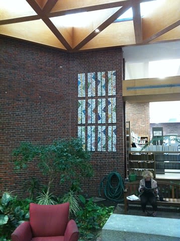 Brookline Town-wide Mosaic Installation | Public Mosaics by Bette Ann Libby | Coolidge Corner Branch Library in Brookline