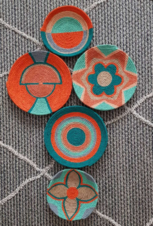 Set of 5 Basket Wall Decor, Woven baskets | Decorative Plate in Decorative Objects by Sarmal Design