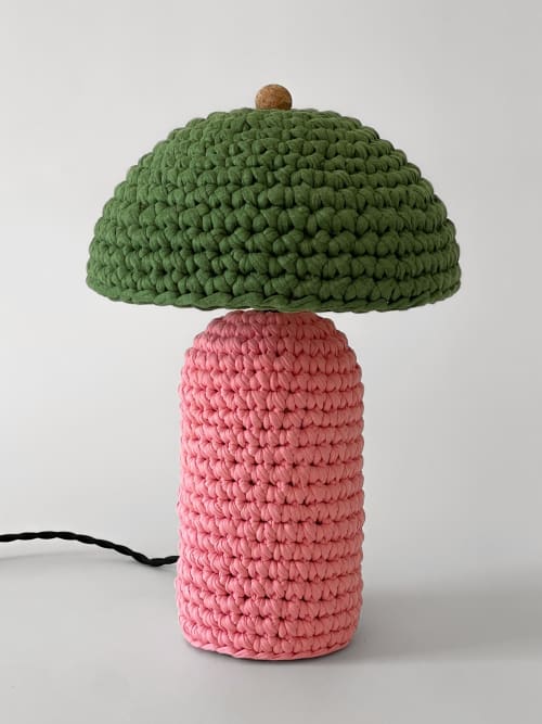 The Knitty Table Lamp in Bubble Gum Pink and Grass Green | Lamps by Meg Morrison | By Jacqui Photography in Richmond