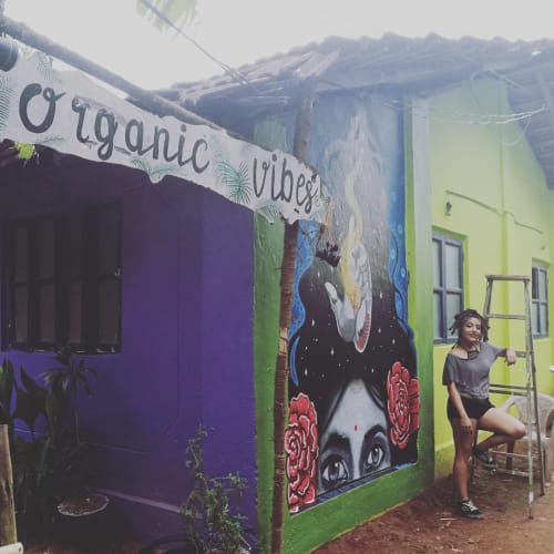 Organic Vibes Cafe Mural | Murals by Kathrina Rupit - Kinmx | Organic Vibes Cafe in Arambol