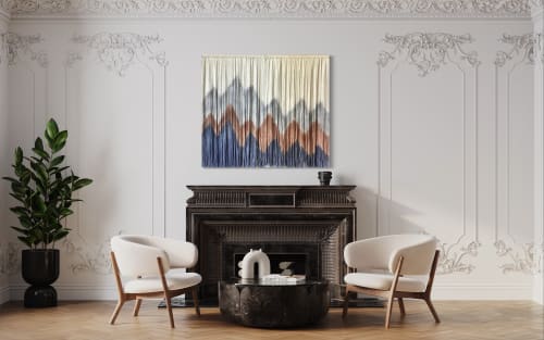 SIERRA NAVY Abstract Mountain Landscape Wall Tapestry | Macrame Wall Hanging in Wall Hangings by Wallflowers Hanging Art