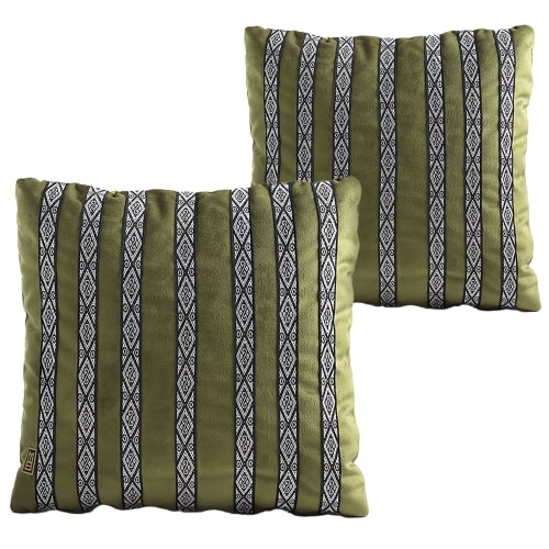 FAJAS Decorative Pillow, Olivo, Set of 2 | Pillows by ANDEAN
