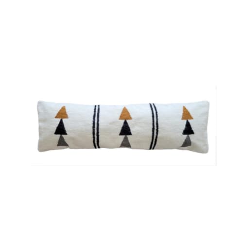 Malika Handwoven Extra Long Wool Lumbar Pillow | Cushion in Pillows by Mumo Toronto Inc