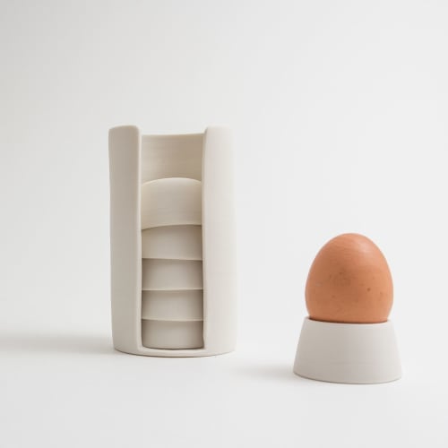 Set of porcelain eggs cup and holder | Tableware by BerangereCeramics