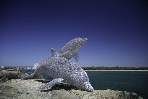 Dolphin Family | Sculptures by Mike Van Dam Art