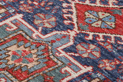Rug & Kilim’s Tribal Rug in Blue and Red with Primitivist | Rugs by Rug and Kilim