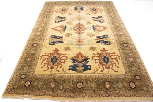 Vintage Beige Floral 13X19 Heriz Sultanabad Persian Rug | Rugs by Magic Rugs