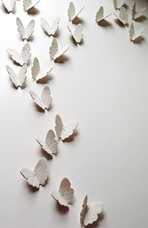 Lace Wings - Set of 21 | Wall Sculpture in Wall Hangings by Elizabeth Prince Ceramics