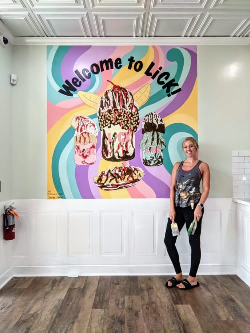 LICK Ice Creamery Mural | Murals by Girls Who Paint Murals | LICK Ice Cream in Lexington