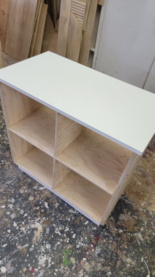 Modern Tambour Cash Wrap Counter | Storage by Son-ya Luch (Owner) SP Fabrication