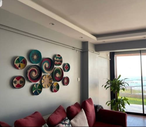 Set of 13 Boho Woven Wall Plate Decor | Decorative Plate in Decorative Objects by Sarmal Design