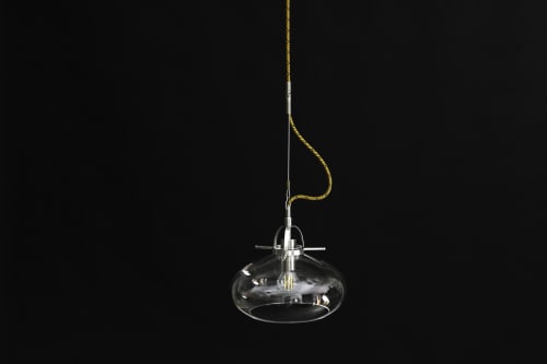 Art Deco inspired Pendant Lamp with Cotton Cable & Link | Pendants by Szostak Atelier