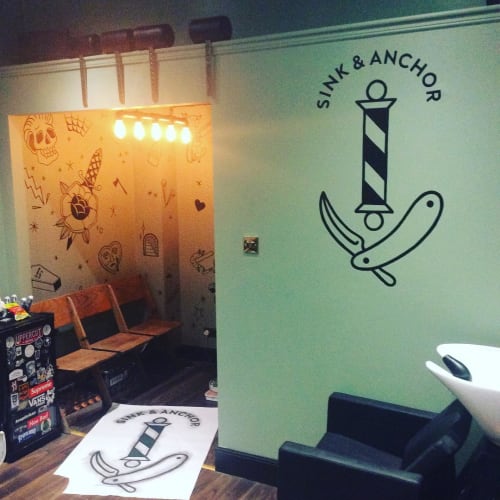 Sink And Anchor Logo | Murals by Journeyman Signs (TATCH) | Sink And Anchor Barbershop in Edinburgh