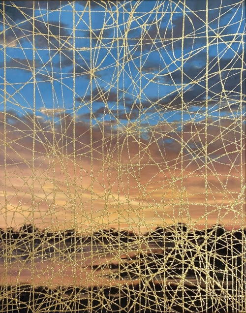 "Gilded Cage" contemporary oil painting  with glitter | Oil And Acrylic Painting in Paintings by Tania Dibbs