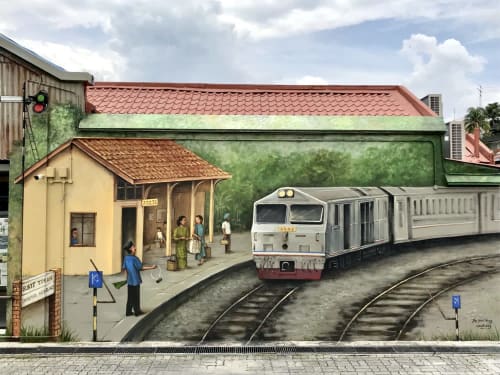 Rail Mall - The Last Train | Street Murals by Yip Yew Chong | Rail Mall Kcuts in Singapore