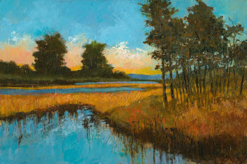 Autumn Sunset - Original Landscape Painting on Canvas | Oil And Acrylic Painting in Paintings by Filomena Booth Fine Art
