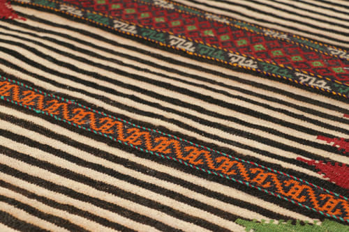 Vintage Afghan Kilim with Polychromatic Geometric Stripes | Rugs by Rug and Kilim