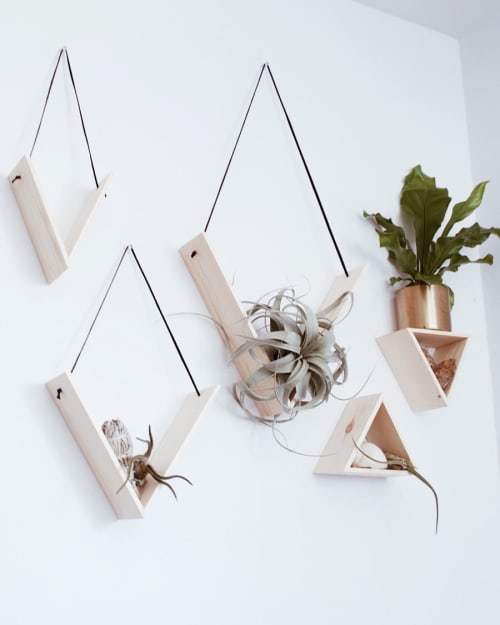 Wood & Leather V Shelves | Wall Hangings by Mezcla Designs