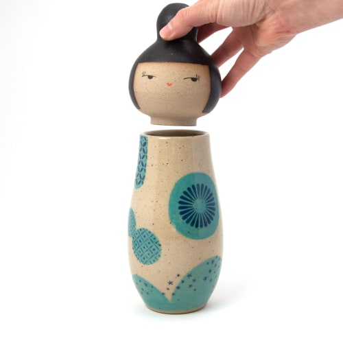 Kokeshi-Inspired Ceramic Doll in Stoneware | Vase in Vases & Vessels by Jennifer Fujimoto
