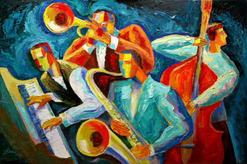Abstract Jazz Canvas Art Print by Leon Zernitsky | Paintings by Leon Zernitsky Art