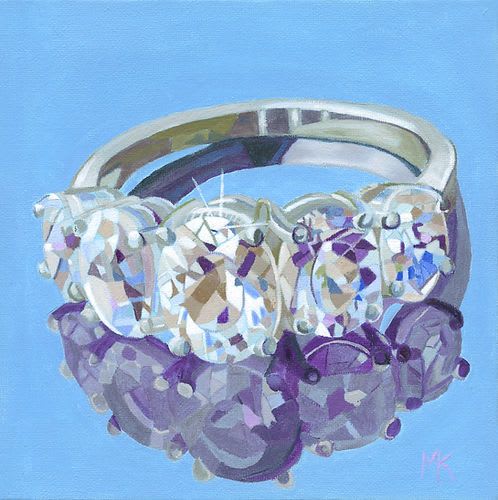 Colorful 3 Diamond Ring - Original Oil Painting on Canvas | Paintings by Michelle Keib Art