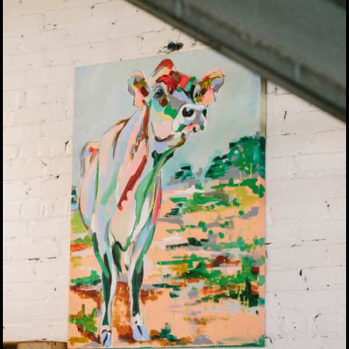 Mills River Creamery Cow | Paintings by Tyler Helfrich | Summit Coffee Co. in Asheville