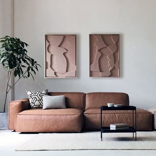 Set of 2 Modern Sculptural 3D Painting, Relief Wall Art | Sculptures by Vaiva Art Atelier