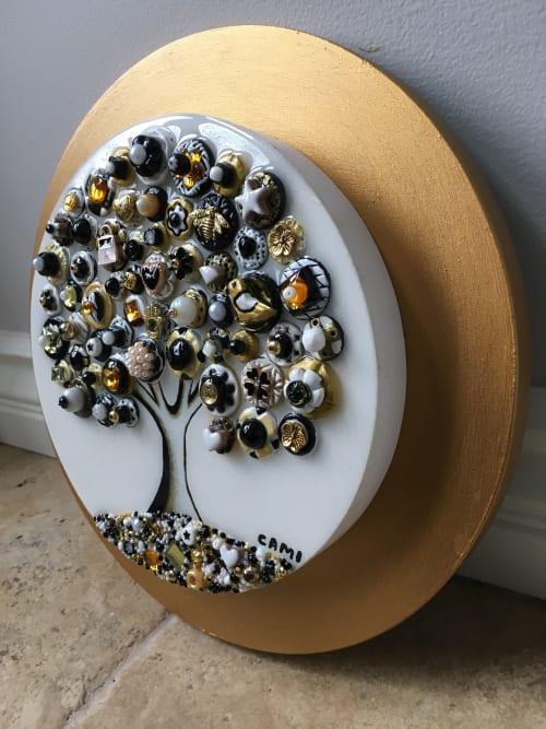 "A Round of Pearls" - Mixed media wall art | Paintings by Cami Levin