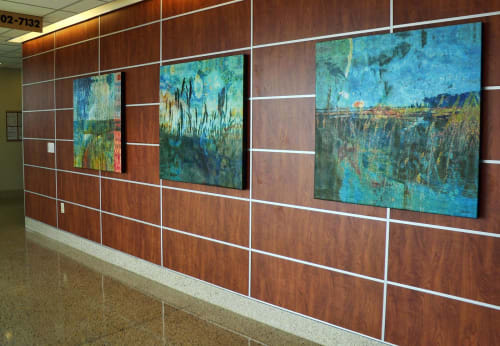 Marshlands Triptych | Public Art by Joanie Gagnon San Chirico Studio | AtlantiCare Regional Medical Center, Atlantic City Campus in Atlantic City