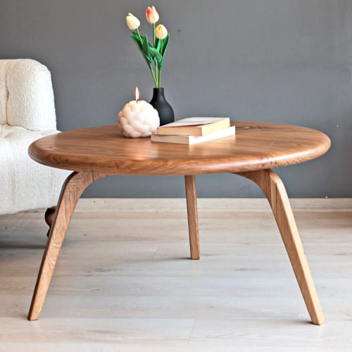 Solid Wood Round Coffee Table , Minimalist Coffee Table | Tables by OzzWoodArt