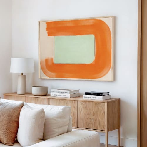 Pale Green & Orange Abstract Color Field Art Print | Prints by Emily Keating Snyder