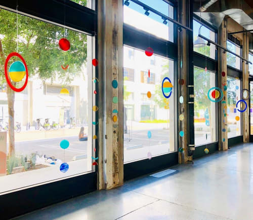 Stained Glass Wall Hangings Installation | Wall Hangings by Debbie Bean | ROW DTLA in Los Angeles