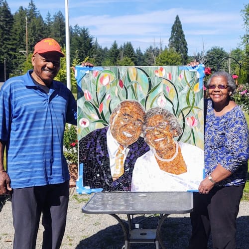 Mosaic portrait of Nat and Thelma Jackson | Wall Hangings by JK Mosaic, LLC
