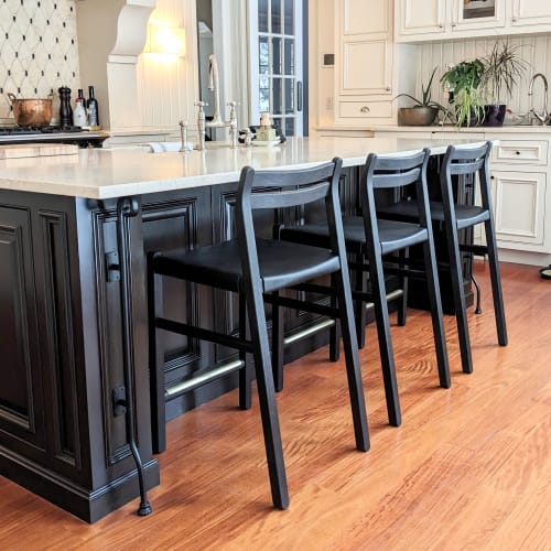 Gladstone Low-Back Counter Stool with Leather Seat | Chairs by Christopher Solar Design